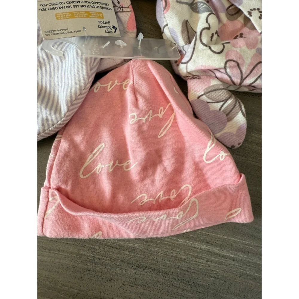 Four pack Gerber Infant Hats variety Pink